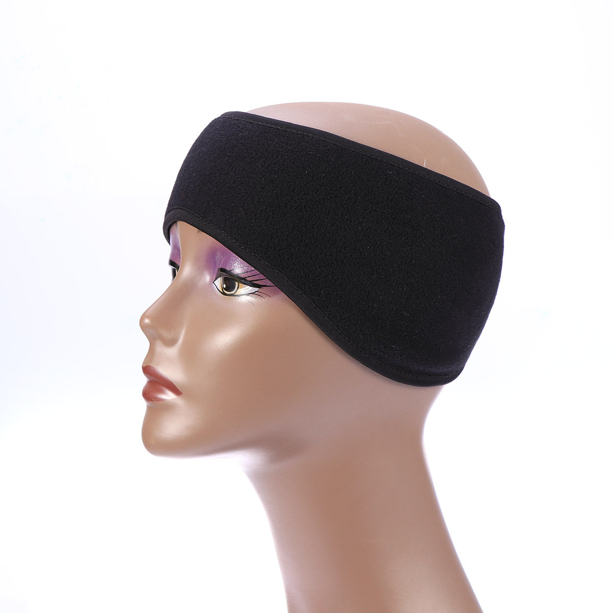 Fleece Ear Warmer Band - ユニセックス ブラック イヤーウォーマー ヘッドバンド 冬用 保温フリース