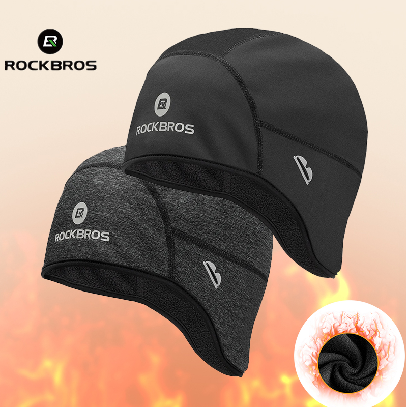 Winter Headband Fleece - ROCKBROS 冬キャップ防風サーマルフリース帽子自転車キャップスキー乗馬オートバイサイクリング帽子バンダナ Ciclismo ヘッドバンド