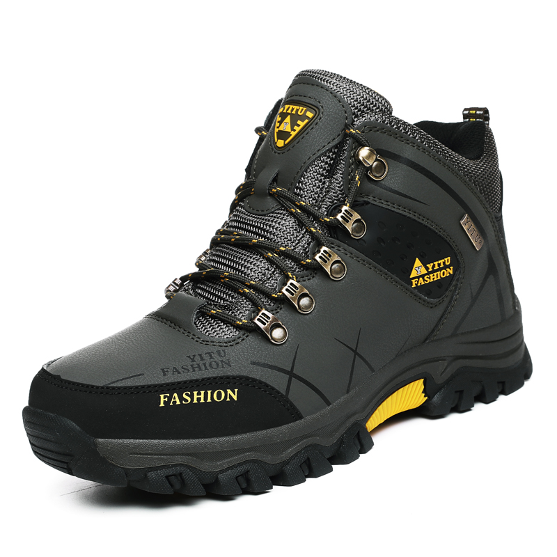 Waterproof Winter Boot - ブランドメンズウィンタースノーブーツ 防水レザースニーカー 超暖かいメンズブーツ アウトドア男性用ハイキングブーツ ワークシューズ サイズ39-47