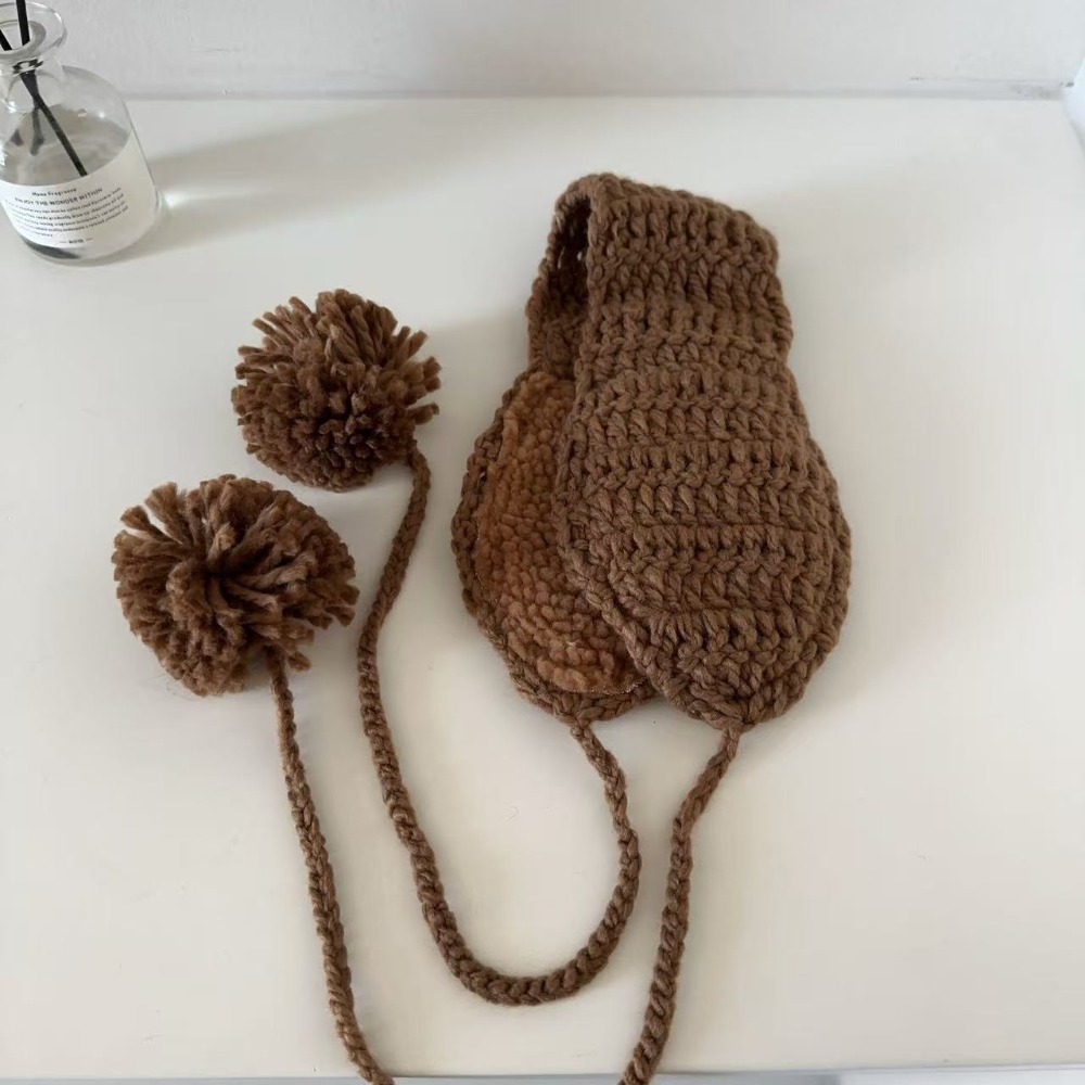 Earmuffs Foldable - 防風冬用レースアップイヤーマフ、折りたたみ式ヘッドバンド、屋外用防寒イヤーフラップ、ウール製ウォーマー、暖かいニットスカーフ、防寒用