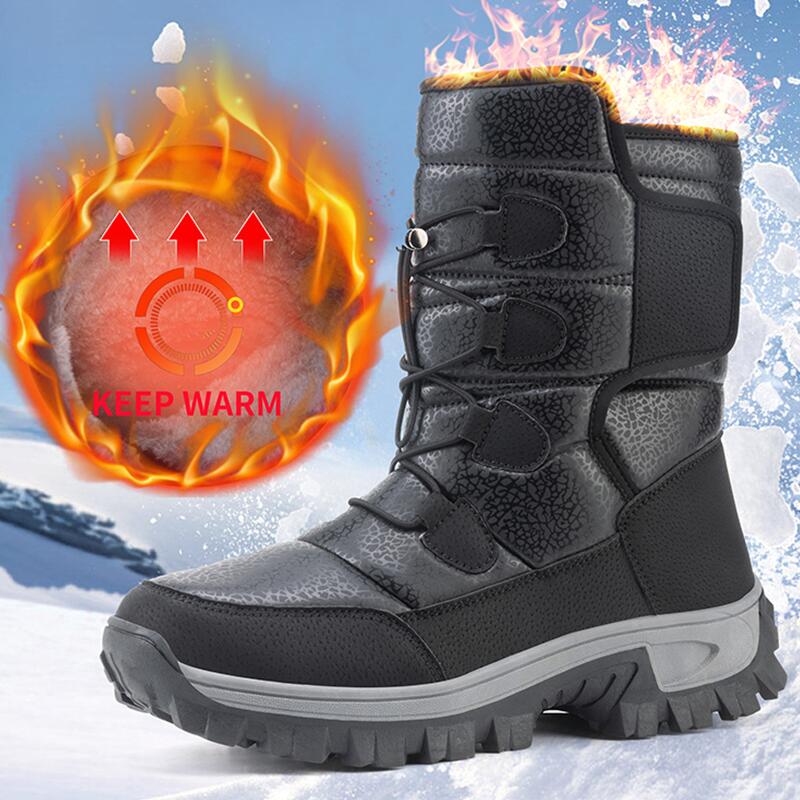 Waterproof Winter Boot - 新しい暖かい男性豪華なスノーブーツハイトップ冬メンズブーツ防水冬のオートバイブーツ屋外滑り止め男性ハイキングブーツ