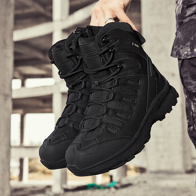 Waterproof Winter Boot - メンズタクティカルブーツ レースアップ ブランド アンクルハイキングシューズ デザートワークブーツ 防水