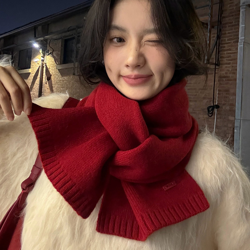 Wool Scarf Men - 無地100%ピュアウールネックウォーマー、男女兼用冬用ソフトウォームスカーフ、カップル向けミニマリストファッションスカーフ