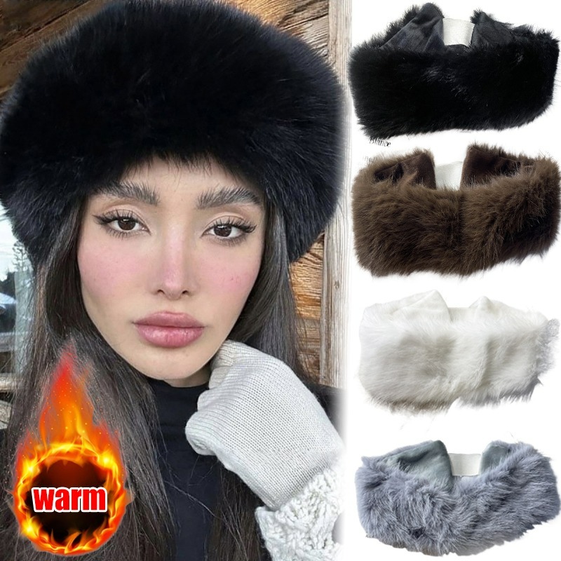 ワイドバンドファーヘッドバンド冬用保温イヤーマフ伸縮性フリー - Fleece Ear Warmer Band のレビューと価格