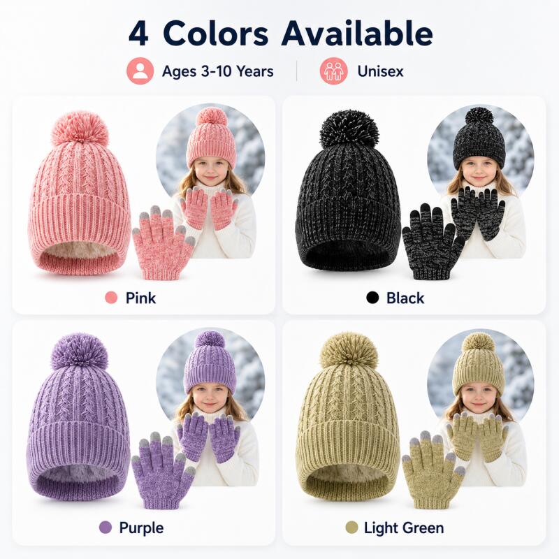 子供用冬ニット帽子タッチスクリーン手袋セットフリースライン暖 - Touch Screen Gloves のレビューと価格