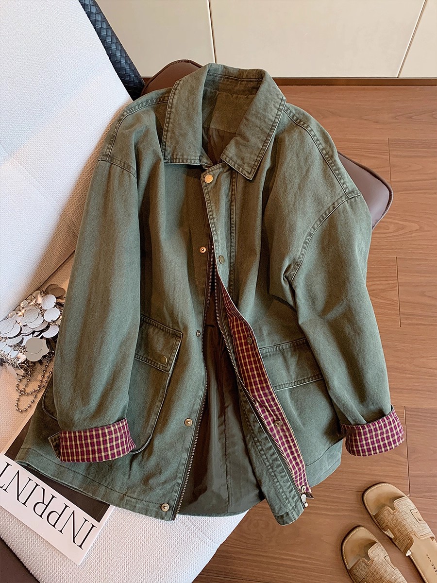 ヴィンテージアーミーグリーンデニムジャケット レディース チ - Down Jacket Packable のレビューと価格