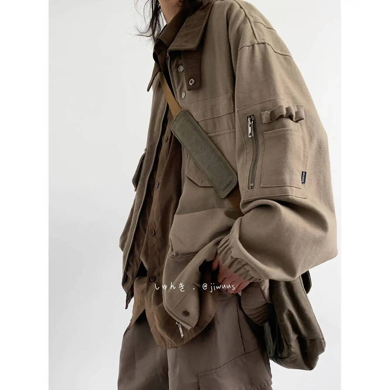 マンジャケット春秋ルーズカーゴジャケット日本製ヴィンテージマ - Down Jacket Packable のレビューと価格