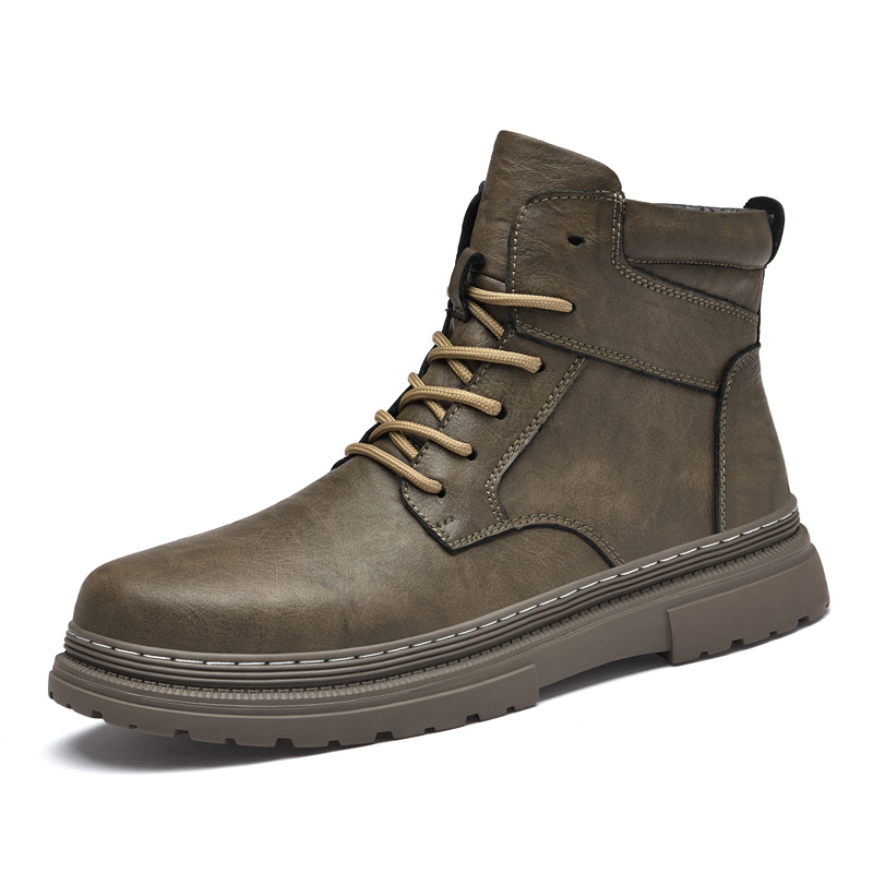 暖かい冬のメンズレザーシューズ、ゴム製防水アンクルブーツ、ア - Waterproof Winter Boot のレビューと価格