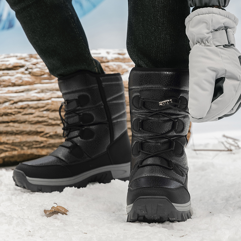 新しい暖かい男性豪華なスノーブーツハイトップ冬メンズブーツ防 - Waterproof Winter Boot のレビューと価格