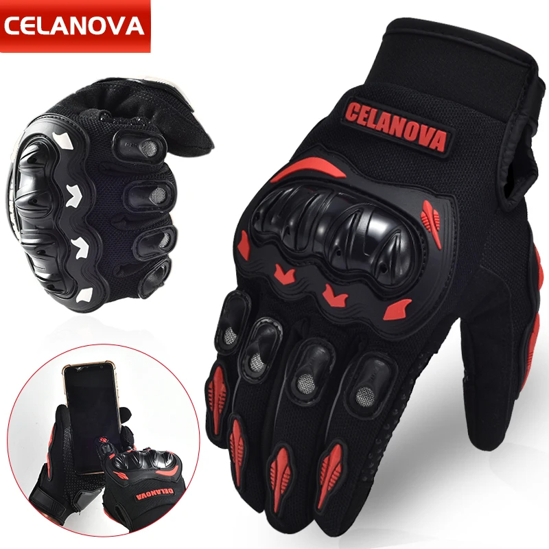 新しい男性用自転車オートバイグローブ、ハードナックル、タッチ - Touch Screen Gloves のレビューと価格