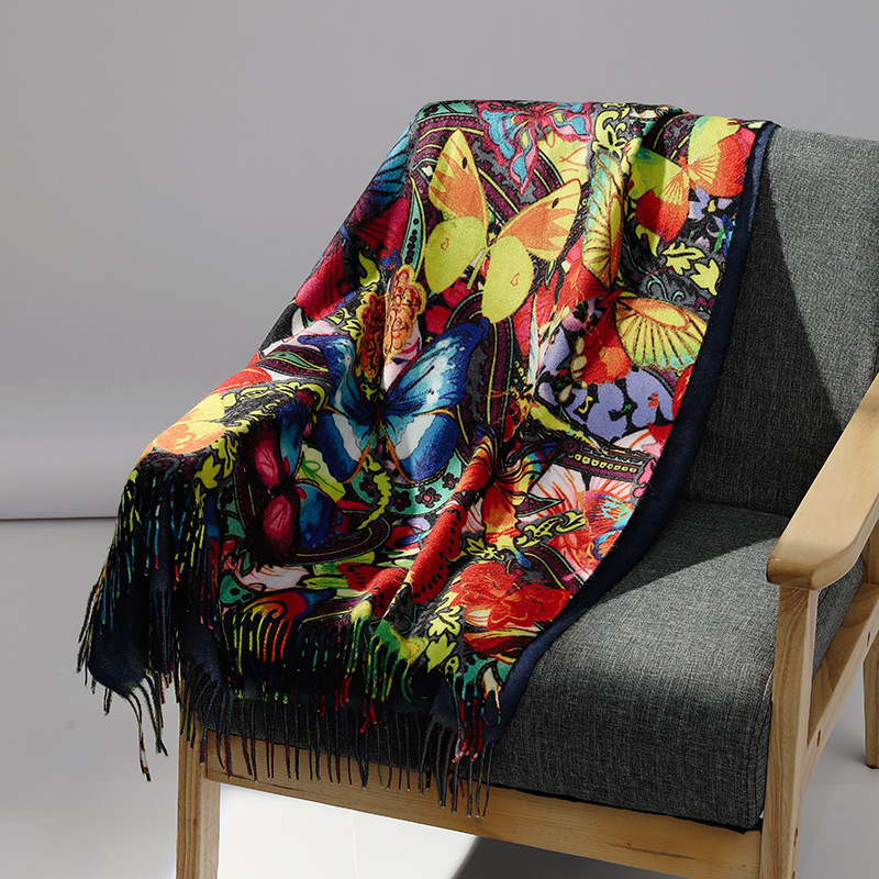 高級ブランド油絵カシミヤスカーフ女性のための暖かい冬パシュミ - Wool Scarf Men のレビューと価格