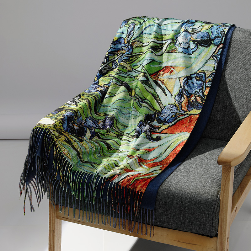 高級ブランド油絵カシミヤスカーフ女性のための暖かい冬パシュミ - Wool Scarf Men のレビューと価格