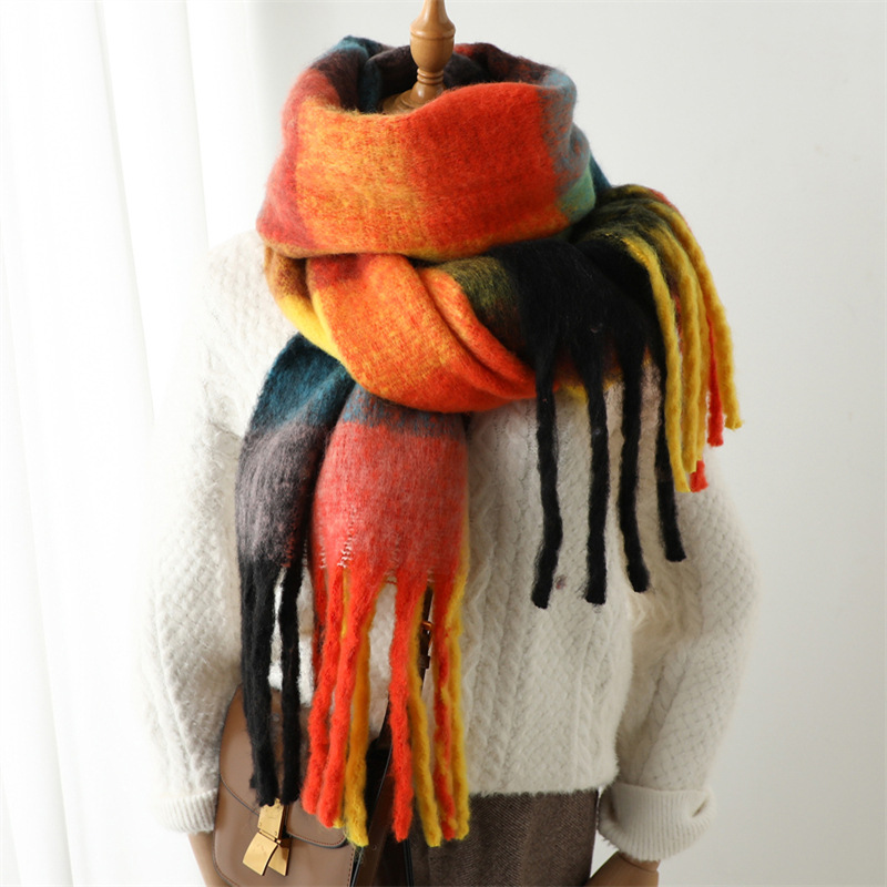 新作秋冬グリッドスカーフ 女性用 240*38cm 男性用  - Wool Scarf Men のレビューと価格