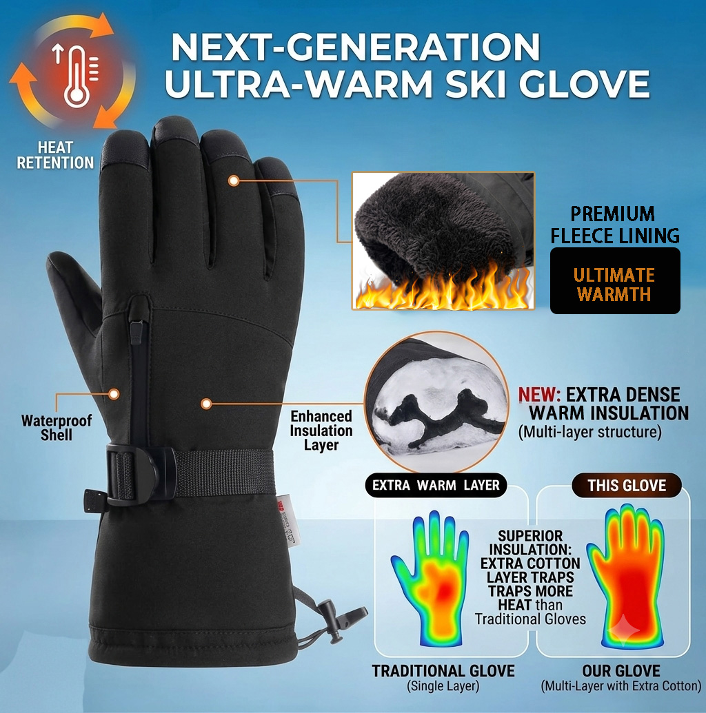冬用スキーグローブ メンズ レディース、防水タッチスクリーン - Snow Glove Insulated のレビューと価格
