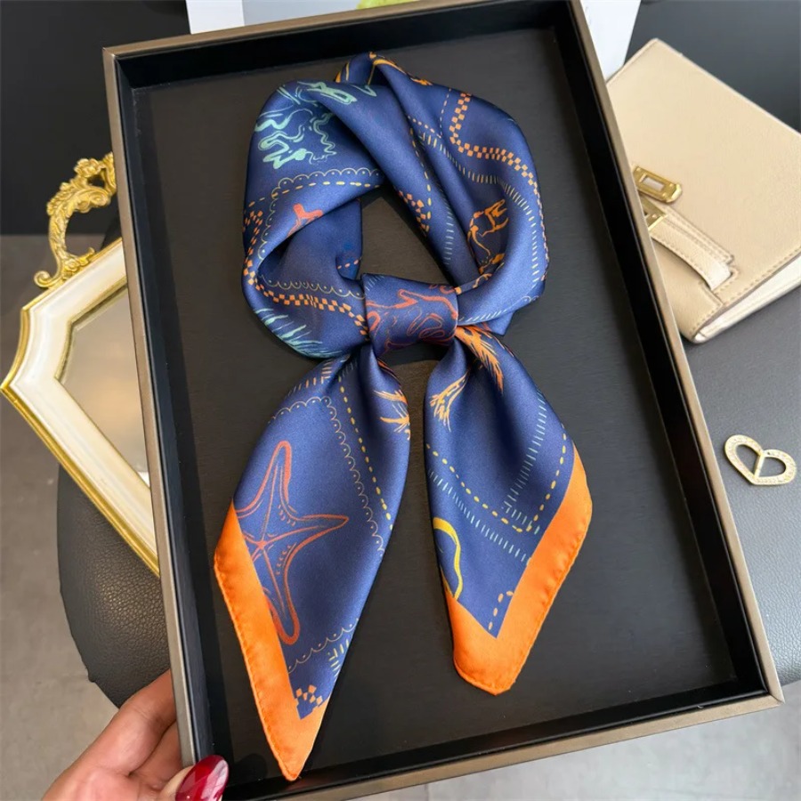ブループリントシルクスクエアスカーフ女性高級ソフトサテンショ - Shawl Wrap Winter のレビューと価格
