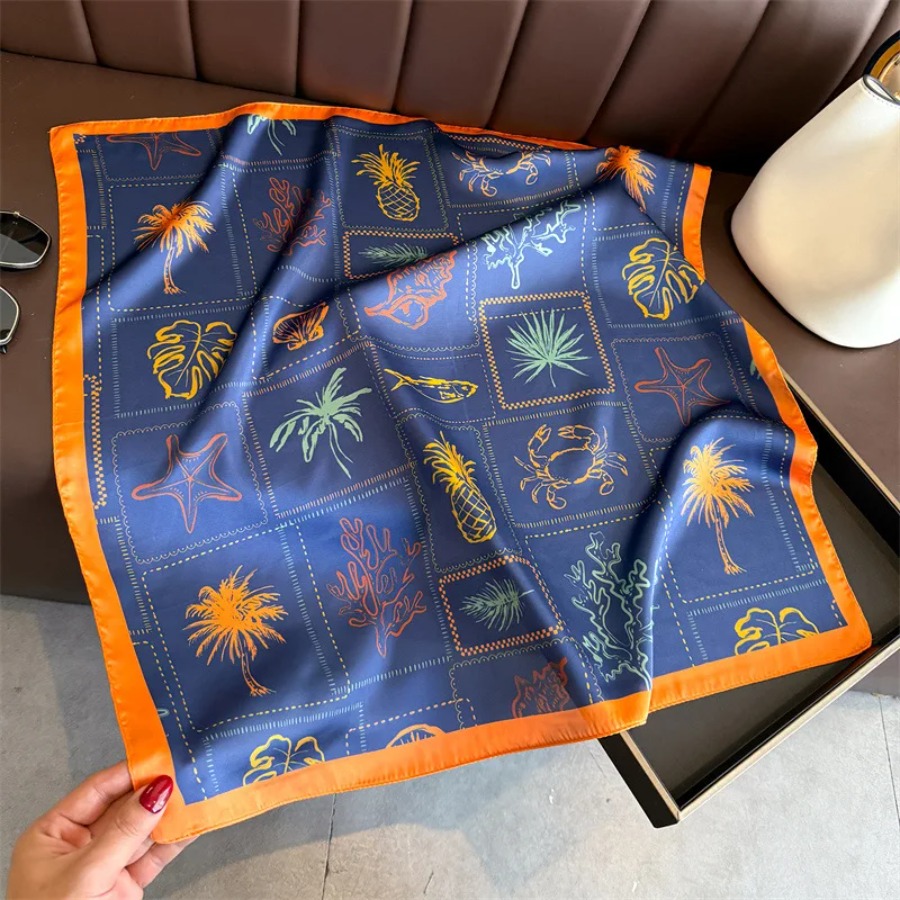 ブループリントシルクスクエアスカーフ女性高級ソフトサテンショ - Shawl Wrap Winter のレビューと価格