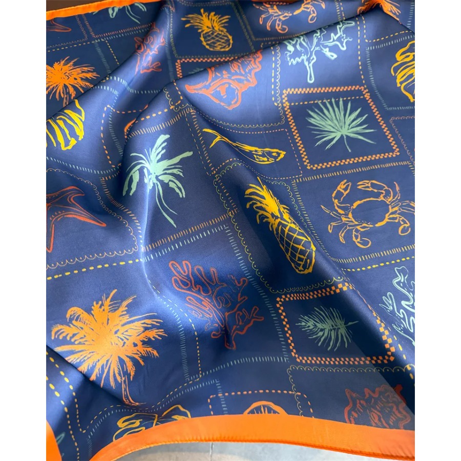 ブループリントシルクスクエアスカーフ女性高級ソフトサテンショ - Shawl Wrap Winter のレビューと価格